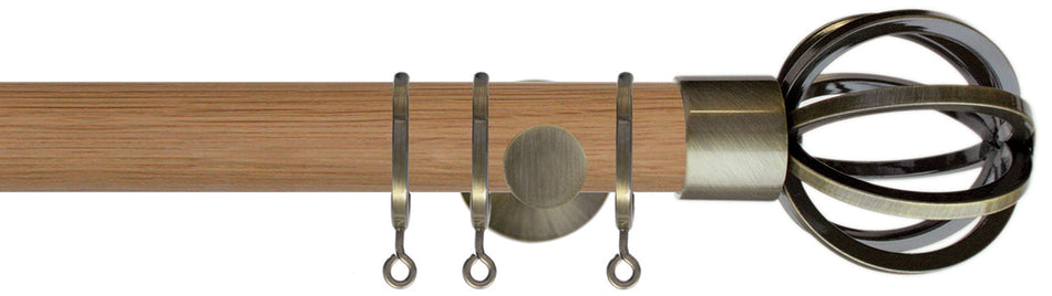 Jones Lunar 28mm Pole Oak & Burnished Brass, Cage