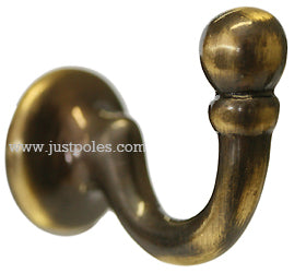 Jones Large Ball End Tassel Hook, Antique Brass