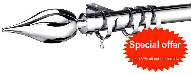 Speedy Curtain Pole 28mm Chrome, Lola