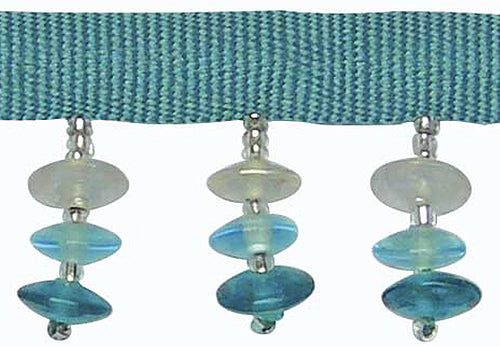 Hallis Bejewelled Trimming, Pebble Glass Beads Turquoise