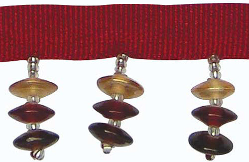 Hallis Bejewelled Trimming, Pebble Glass Beads Red