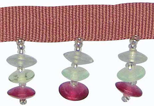 Hallis Bejewelled Trimming, Pebble Glass Beads Pink