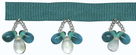 Hallis Bejewelled Trimming, Teardrop Cluster Glass Beads Turquoise