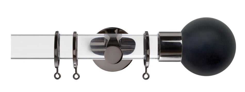 Jones Strand Acrylic 35mm Pole, Black Nickel, Charcoal Painted Ball