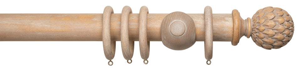 Advent Distressed Oak Curtain Pole with Artichoke