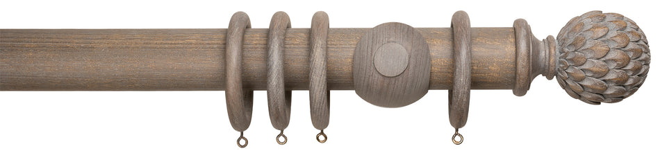 Advent Distressed Teak Curtain Pole with Artichoke