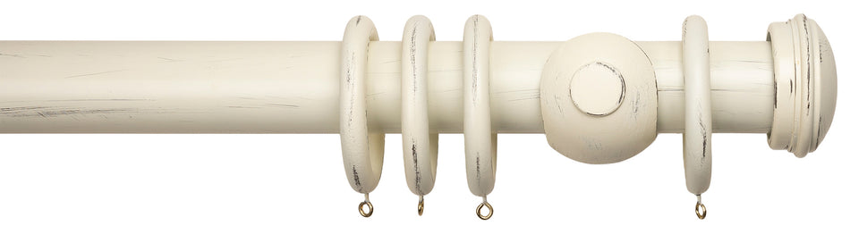 Advent Distressed Natural Linen Curtain Pole with End Stop