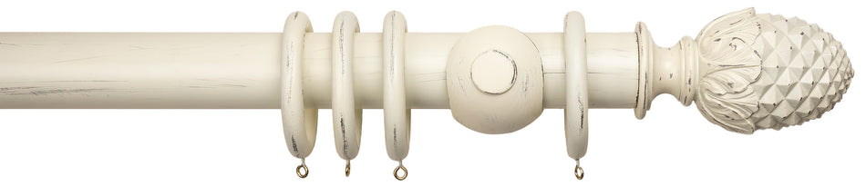 Advent Distressed Cornish Mist Curtain Pole with Pineapple