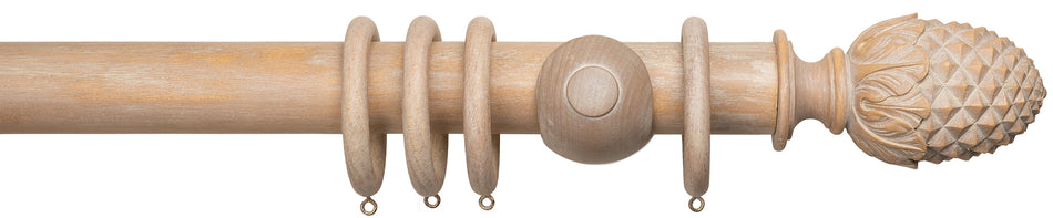 Advent Distressed Oak Curtain Pole with Pineapple