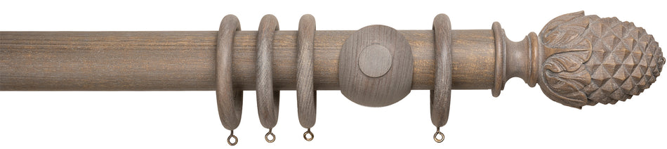Advent Distressed Teak Curtain Pole with Pineapple