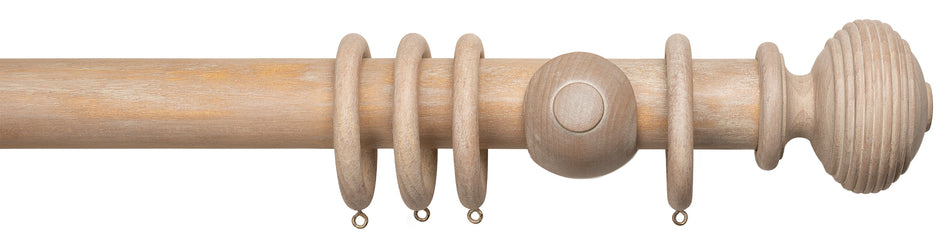 Advent Distressed Oak Curtain Pole with Reeded Ball