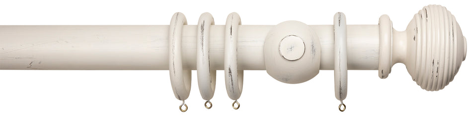 Advent Distressed Somerset White Curtain Pole with Reeded Ball