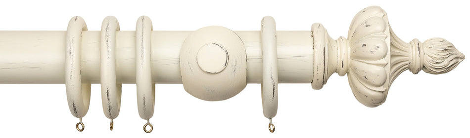 Advent 48mm Distressed Natural Linen Curtain Pole with Ornamental Urn