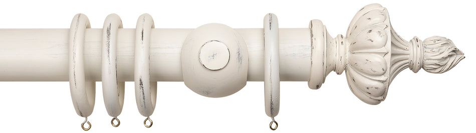Advent 48mm Distressed Somerset White Curtain Pole with Ornamental Urn