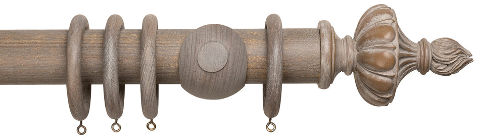 Advent 48mm Distressed Teak Curtain Pole with Ornamental Urn