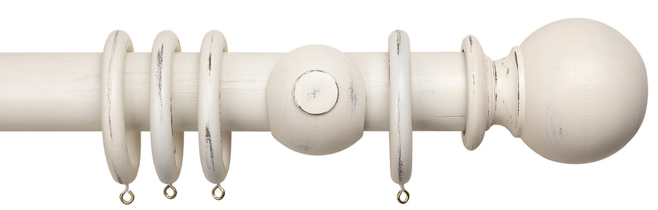 Advent Distressed Somerset White Curtain Pole with Ball