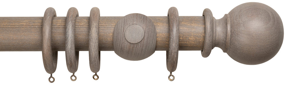 Advent Distressed Teak Curtain Pole with Ball