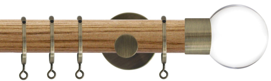 Jones Strand 35mm Wood Pole Light Oak, Burnished Brass, Acrylic Ball