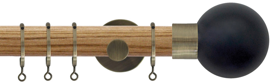 Jones Strand 35mm Wood Pole Light Oak, Burnished Brass, Charcoal Painted Ball
