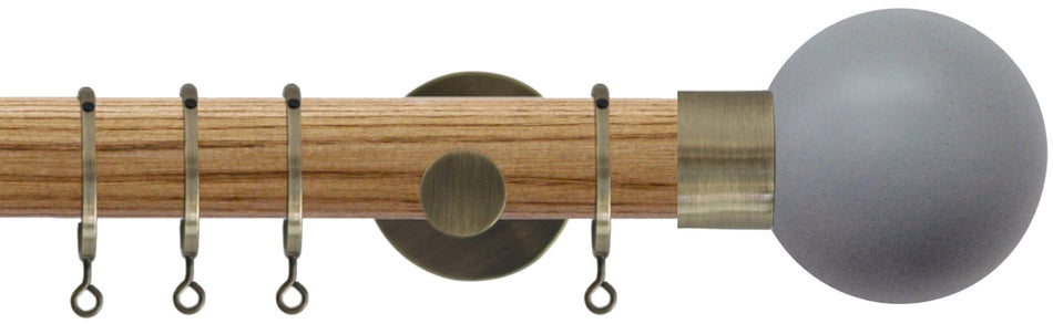 Jones Strand 35mm Wood Pole Light Oak, Burnished Brass, Lead Painted Ball