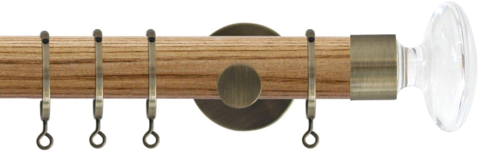 Jones Strand 35mm Wood Pole Light Oak, Burnished Brass, Acrylic Disc