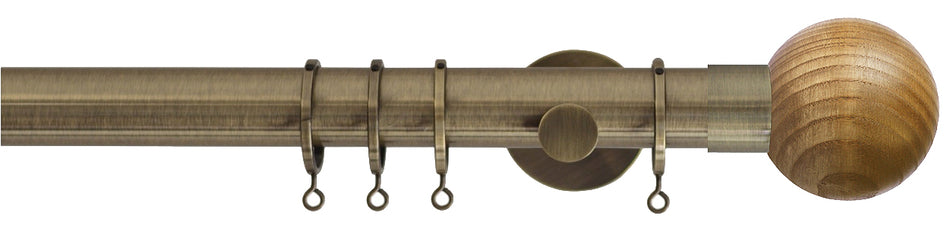 Jones Strand 35mm Pole Burnished Brass, Oak Ball