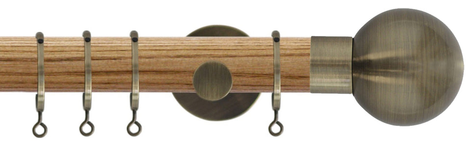 Jones Strand 35mm Wood Pole Light Oak, Burnished Brass, Ball