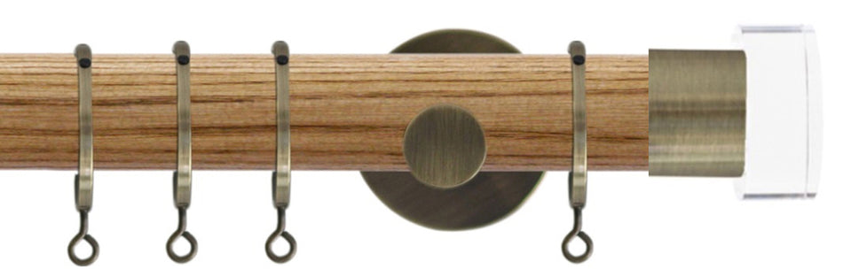 Jones Strand 35mm Wood Pole Light Oak, Burnished Brass, Acrylic End Stopper