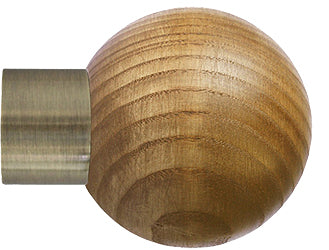 Jones Strand 35mm Pole Finial Only Burnished Brass, Light Oak Ball