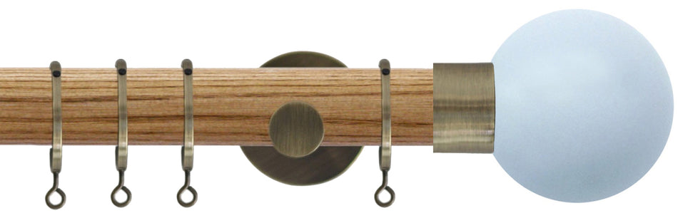 Jones Strand 35mm Wood Pole Light Oak, Burnished Brass, Sky Painted Ball