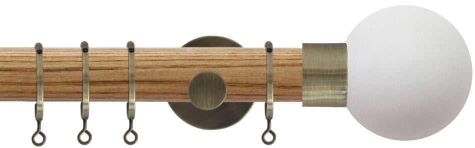 Jones Strand 35mm Wood Pole Light Oak, Burnished Brass, Stone Painted Ball
