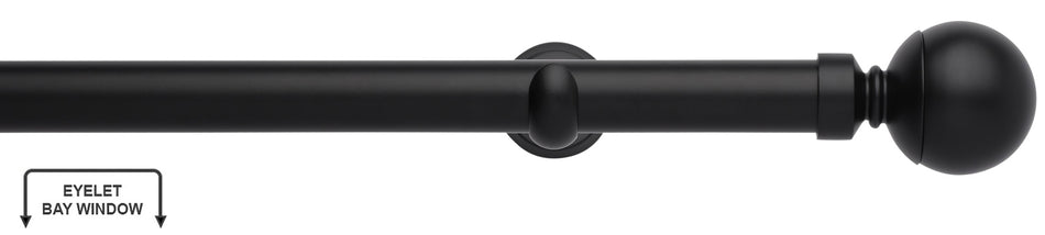 Neo 28mm Eyelet Bay Window Pole, Matt Black, Ball
