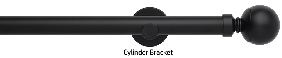 Neo 28mm Eyelet Curtain Pole, Matt Black, Ball Finial