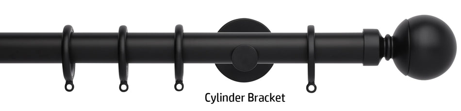 Neo 28mm Curtain Pole, Matt Black, Ball Finial