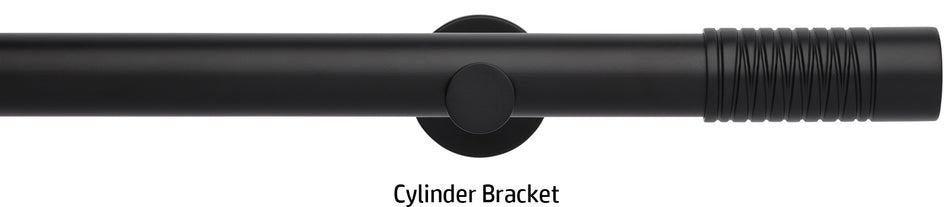 Neo 28mm Eyelet Curtain Pole, Matt Black, Wired Barrel Finial