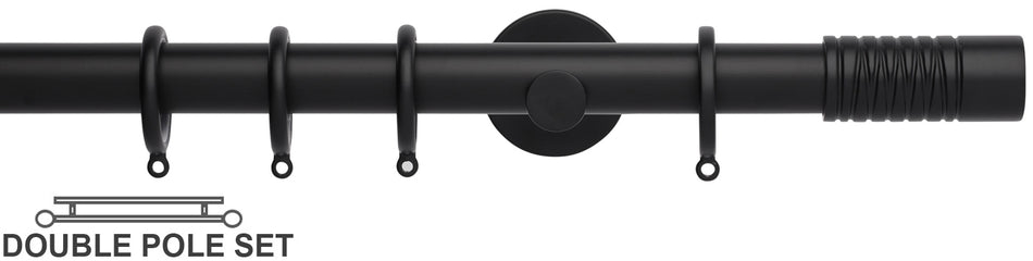 Neo 28mm Double Curtain Pole, Matt Black, Wired Barrel
