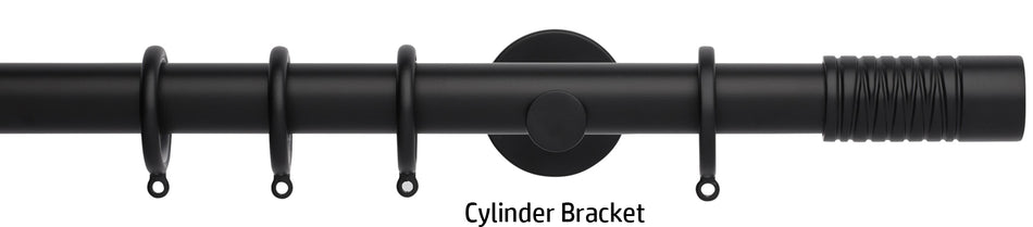 Neo 28mm Curtain Pole, Matt Black, Wired Barrel Finial