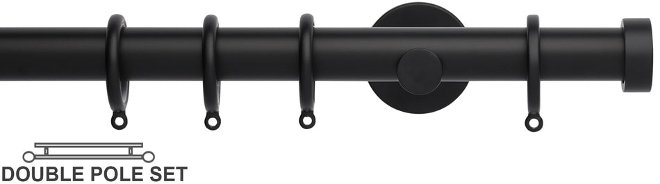 Neo 28mm Double Curtain Pole, Matt Black, Endcap