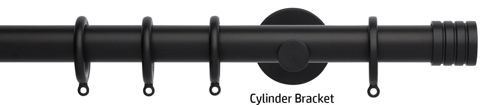 Neo 28mm Curtain Pole, Matt Black, Stud Finial