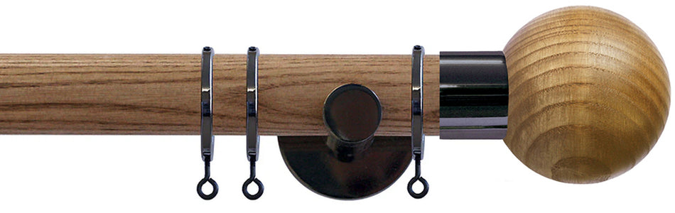 Jones Strand 35mm Wood Pole Light Oak, Black Nickel, Oak Ball