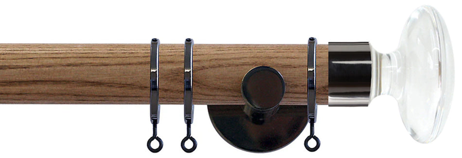 Jones Strand 35mm Wood Pole Light Oak, Black Nickel, Acrylic Disc