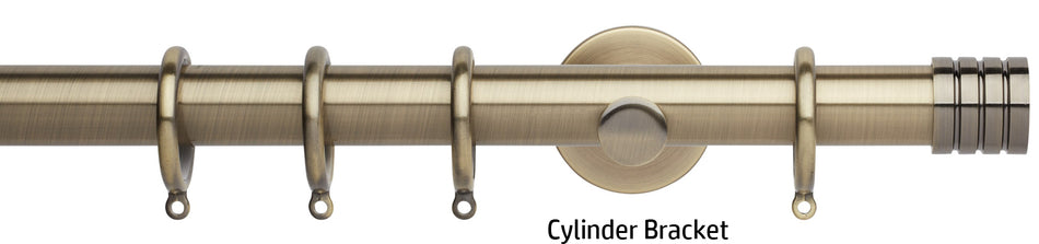 Neo 28mm Curtain Pole, Spun Brass, Stud Finial