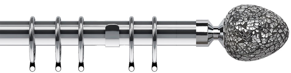 Speedy Poles Apart 28mm Curtain Pole, Chrome, Alexia Silver Mirror