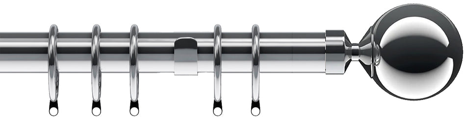 Speedy Poles Apart 28mm Curtain Pole, Chrome, Sphere