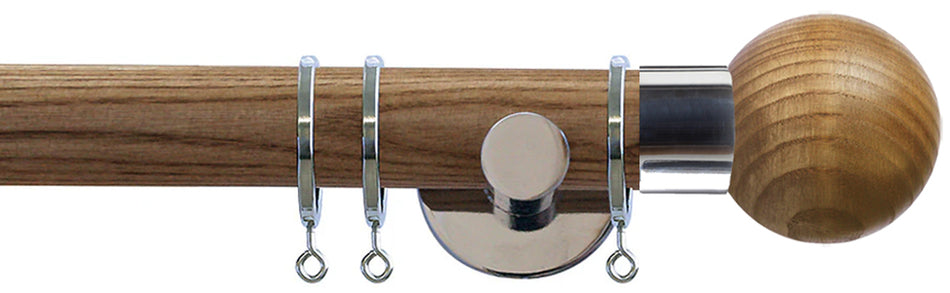Jones Strand 35mm Wood Pole Light Oak, Chrome, Oak Ball
