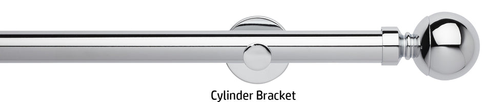 Neo 28mm Eyelet Curtain Pole, Chrome, Ball Finial