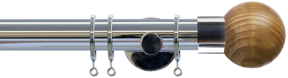 Jones Strand 35mm Pole Chrome, Oak Ball