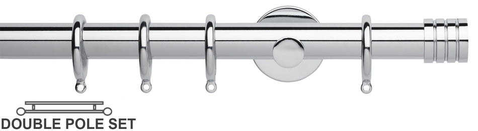 Neo 28mm Double Curtain Pole, Chrome, Stud