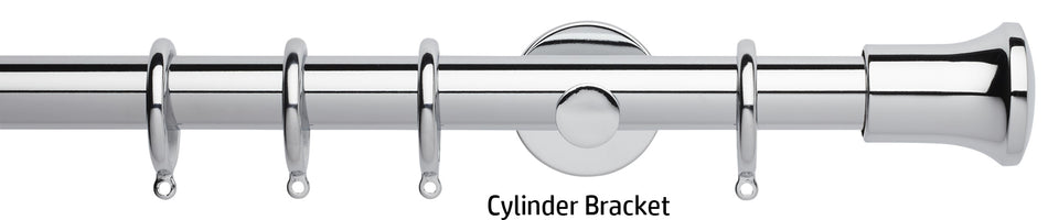 Neo 28mm Curtain Pole, Chrome, Trumpet Finial