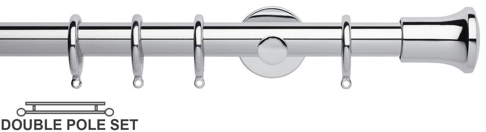 Neo 28mm Double Curtain Pole, Chrome, Trumpet